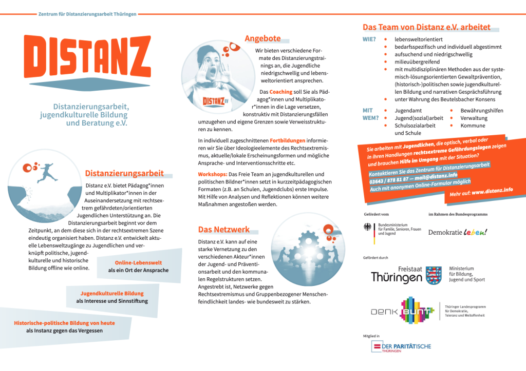 Darstellung Faltblatt Distanz e.V.