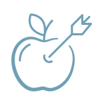 Apfel mit Pfeil darin