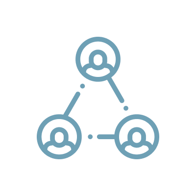 Drei Personen mit Linien verbunden