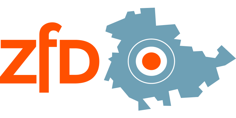 ZfD Schriftzug mit stitlisierter Thüringenkarte