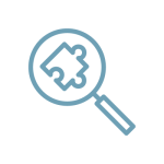 Lupe, in der ein Puzzle-Stück zu sehen ist.